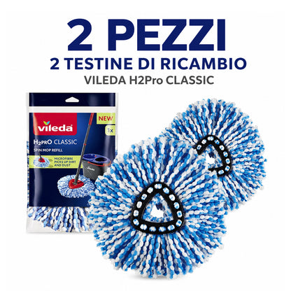 Confezione da 2, 3, 4 o 5 ricambi Vileda H2PrO Spin Mop, teste mocio in microfibra lavabili in lavatrice per pavimenti duri sigillati