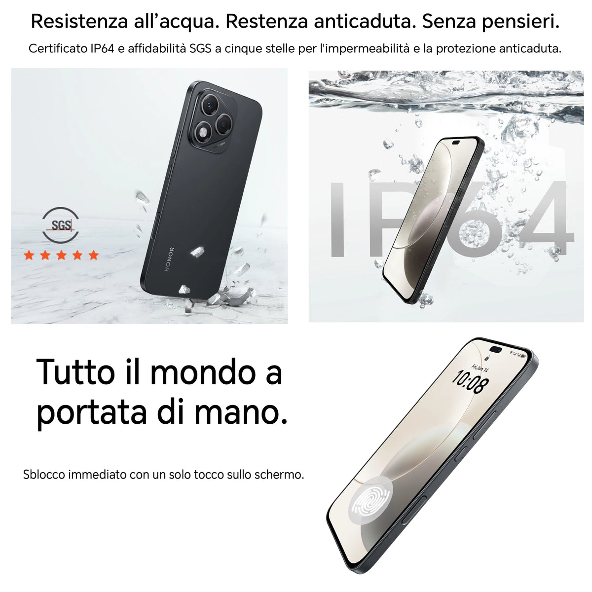 HONOR 400 Lite Smartphone 5G Dual SIM NFC, 108MP con pulsante AI telefono Android 15 , 6.7 pollici AMOLED Eye-Care Display , 5230 mAh,IP64&SGS, Velvet Black [Versione italiana]