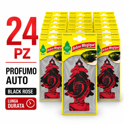 Confezione da 6, 12 o 24 Arbre Magique Black Rose, profumatori auto da appendere, fragranza raffinata e vellutata, formato scorta per auto, furgone, armadio e piccoli ambienti