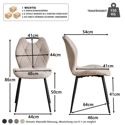 Sedia da pranzo moderna 2/4/6 pezzi, comode sedie imbottite con gambe in metallo per cucina/soggiorno/camera da letto