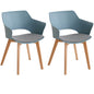 Sedie da pranzo moderne da 2 pezzi con braccioli - Guscio in PP + Gambe in legno + Cuscino in tessuto pied de poule per cucina, soggiorno, caffè