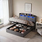 Anajqaqia, letto imbottito, dimensioni 140 x 190 cm, letto matrimoniale, letto con meccanismo idraulico, struttura letto per camere da letto di piccole dimensioni, letto per ragazzi, letto con ampio spazio contenitivo, letto