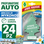 Confezione da 6, 12 o 24 Arbre Magique Brezza di Mykonos, profumatori auto da appendere, fragranza dolce e delicata, formato scorta per auto, furgone, armadio e piccoli ambienti