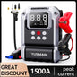 Avviatore di Emergenza per Auto con Compressore d'Aria Senza Fili, Gonfiatore Pneumatici, Booster Batteria con Power Bank e Torcia LED, Avviatore 12V per Tutti i Veicoli a Benzina o Diesel fino a 10.0L, Avviatore di Emergenza