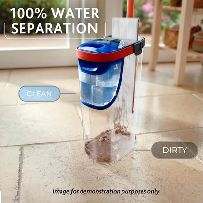 Vileda H2Pro FlatMop – Sistema Lavapavimenti con Secchio a Doppia Vasca, Mop Piatto in Microfibra, Acqua Pulita ad Ogni Risciacquo