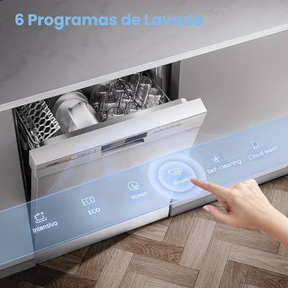 Comfee Lavastoviglie da Incasso a Grande Capacità, Interno in Acciaio Inox, Molteplici Programmi di Lavaggio, Funzionamento Silenzioso, Lavastoviglie a Risparmio Energetico per l'Aggiornamento della Cucina di Casa