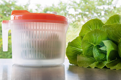 Centrifugatore per Insalata-Grande 6 Litri con Manico e beccuccio Misure- Asciugatura Rapida e Uniforme, Preserva la Croccantezza delle Verdure, Utensile da Cucina