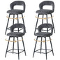 EGOONM Set da 2/4 sgabelli da bar girevoli in lino con schienale aperto e poggiapiedi, sedie da bar moderne imbottite per isola cucina, gambe in metallo nero