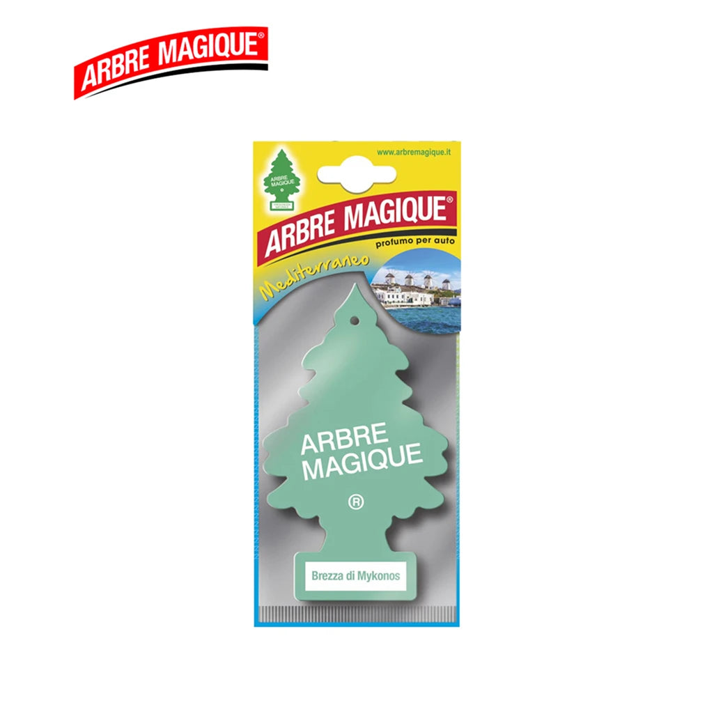 Confezione da 6, 12 o 24 Arbre Magique Brezza di Mykonos, profumatori auto da appendere, fragranza dolce e delicata, formato scorta per auto, furgone, armadio e piccoli ambienti