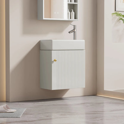 Mobiletto da bagno a parete, armadietto portaoggetti multifunzionale e organizer con lavabo e maniglie dorate, mobile per la casa per bagno degli ospiti, lavanderia e altri piccoli spazi