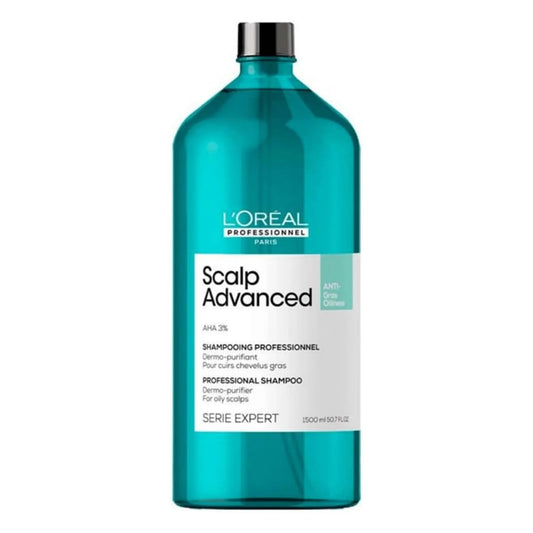 L'Oréal Professionnel Paris Shampoo Lenitivo, Per Cuoio Capelluto Grasso, Contro il Sebo in Eccesso, Effetto Rinfrescante, Con 4% AHA, Anti-Oiliness, Scalp Advanced, 1500 ml