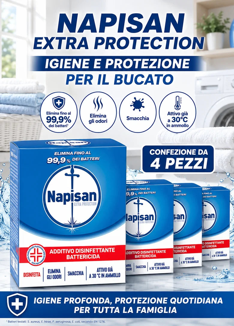 Confezione da 3, 4 o 5 Napisan Additivo Polvere 500 g, additivo per bucato in lavatrice e a mano, formato scorta per casa e lavanderia