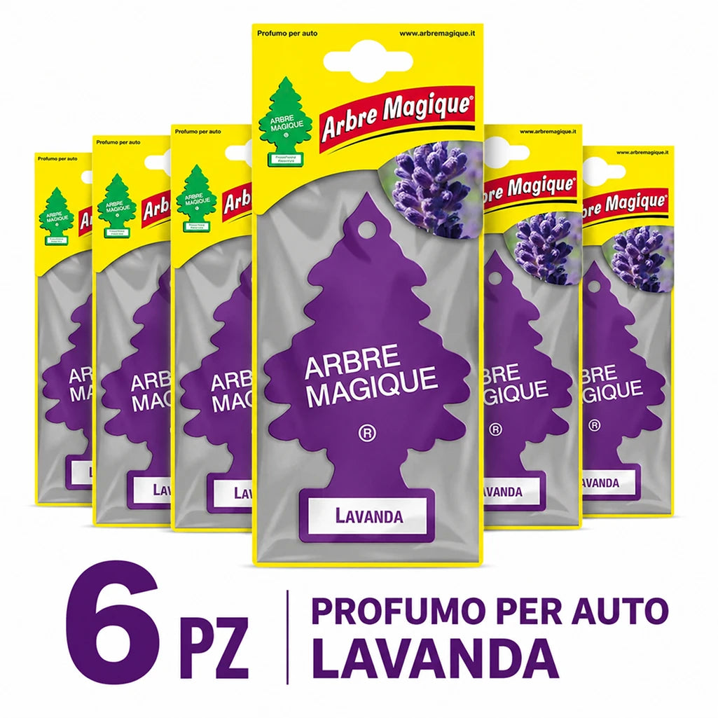 Confezione da 6, 12 o 24 Arbre Magique Lavanda, profumatori auto da appendere, fragranza fresca e versatile, formato scorta per auto, furgone, armadio e piccoli ambienti