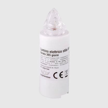 Lumino Stilo Bianco e Rosso Elettrico per Loculo Mortuario – Luce Bianca Tremolante Realistica – luce rossa intermittente-Durata 365 Giorni – Resistente alle Intemperie – Lumino a Batteria con Accensione Automatica, U