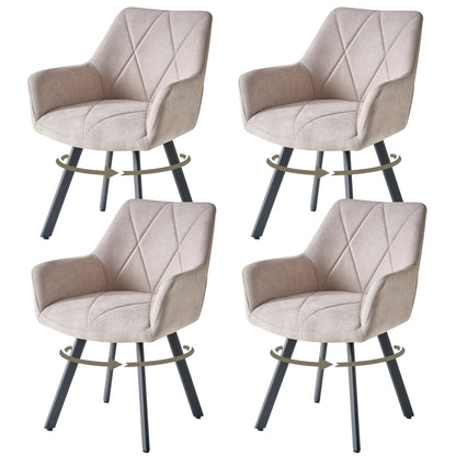 EGOONM 2/4PCS Sedie da pranzo moderne girevoli con braccioli, sedie imbottite in tessuto, 360 °   Sedie Girevoli con Gambe in Metallo