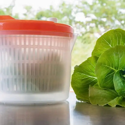 Centrifugatore per Insalata-Grande 6 Litri con Manico e beccuccio Misure- Asciugatura Rapida e Uniforme, Preserva la Croccantezza delle Verdure, Utensile da Cucina