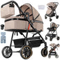 Passeggino 3-in-1 Pieghevole per Neonati con Seggiolino Auto, Sistema da Viaggio Leggero, Sicuro e Stabile, Nuovo Carrozzino