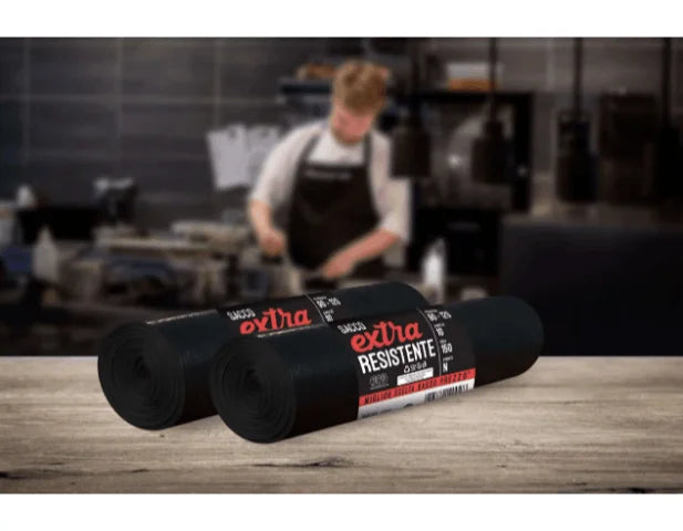 60PZ Sacco nero Extra Resistente, XL, 90 X120 cm 6 x 10pz -Sacco nero Extra Resistente per la raccolta indifferenziata del secco