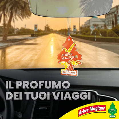 Confezione da 6, 12 o 24 Arbre Magique Fruit Cocktail, profumatori auto da appendere, fragranza fresca e delicata, formato scorta per auto, furgone, armadio e piccoli ambienti