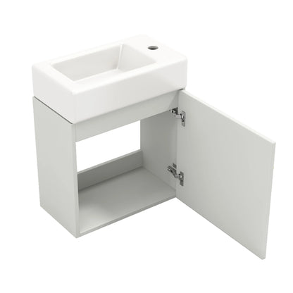 Mobiletto da bagno a parete, armadietto portaoggetti multifunzionale e organizer con lavabo e maniglie dorate, mobile per la casa per bagno degli ospiti, lavanderia e altri piccoli spazi