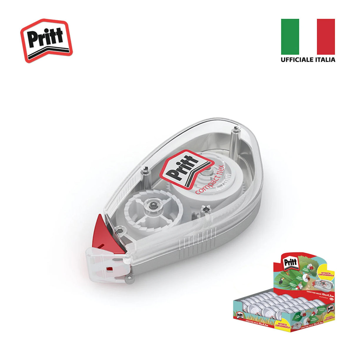 Confezione da 32 Pritt Flex Roller 4,2 mm x 10 m, correttori a nastro riscrivibili per frasi, lettere singole, scuola, ufficio e cancelleria