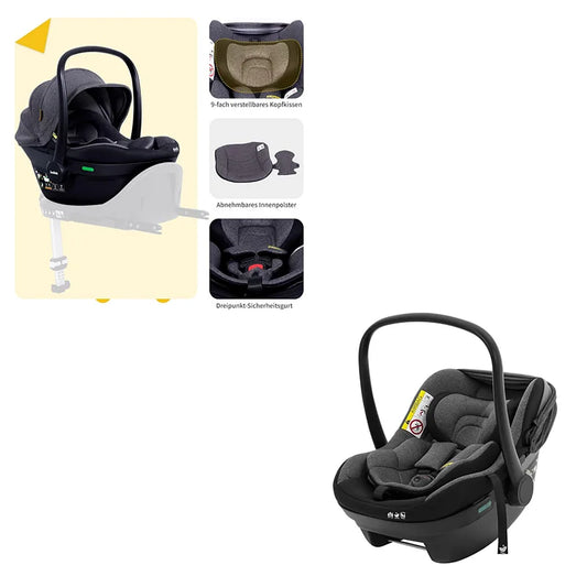 Seggiolino Auto 360 I-Size, per Neonati e Bambini da 0 a 18 Mesi (40-87 cm), Rotazione a Una Mano, Protezione EPS Contro gli Urti Laterali, Omologato ECE R129, Rivestimento Protettivo Solare UPF 50+, Poggiatesta Regolabile su