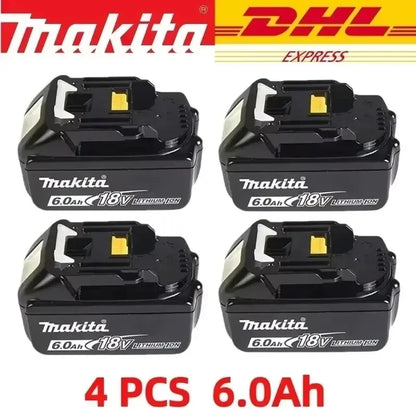 Batteria ricaricabile agli ioni di litio LXT originale Makita 18V 6.0Ah, per BL1860B BL1850 BL1840 18V con alimentatore.
