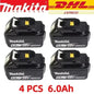 Batteria ricaricabile agli ioni di litio LXT originale Makita 18V 6.0Ah, per BL1860B BL1850 BL1840 18V con alimentatore.