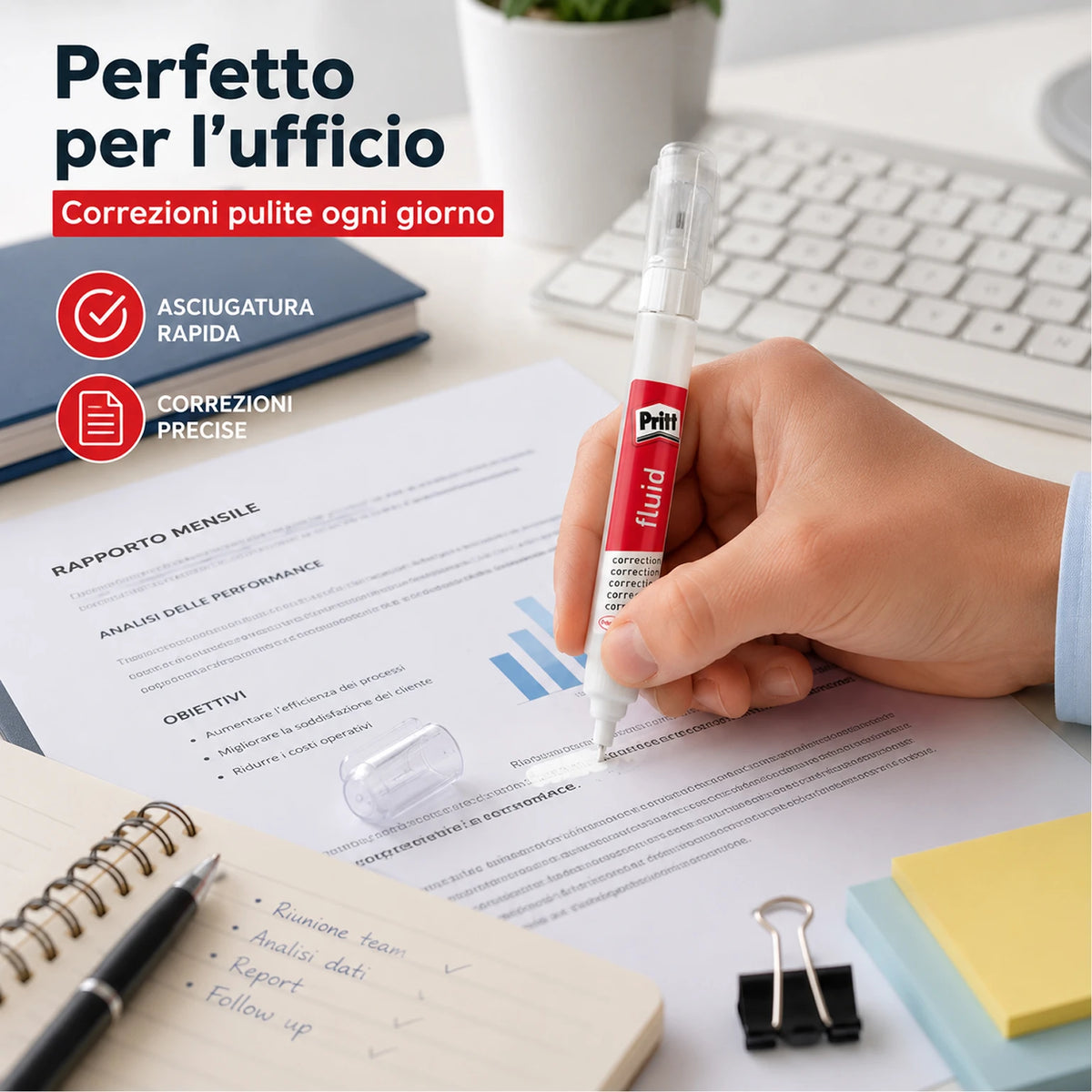 Confezione da 10 Pritt Pocket Pen Fluid, correttore liquido a penna con micropunta metallica per piccole correzioni precise, scuola, ufficio e cancelleria
