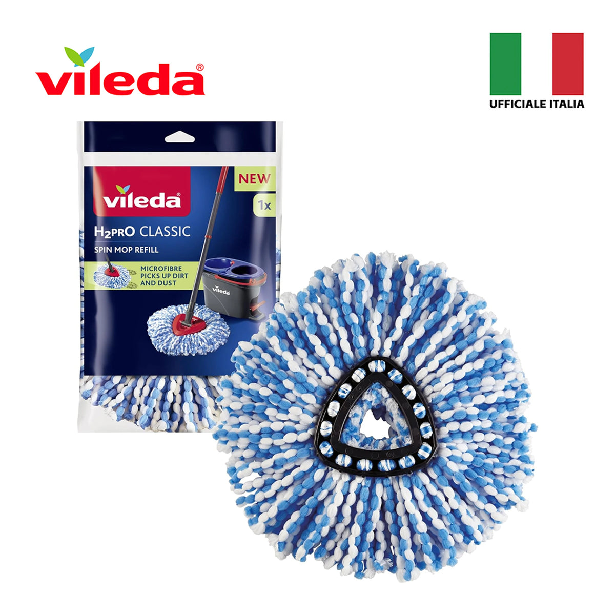 Confezione da 2, 3, 4 o 5 ricambi Vileda H2PrO Spin Mop, teste mocio in microfibra lavabili in lavatrice per pavimenti duri sigillati