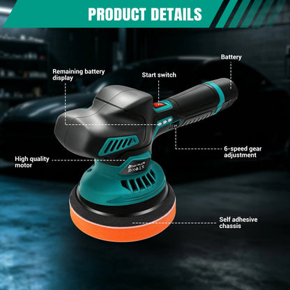 Lucidatrice Senza Fili 12V 800W, 6 Velocità Variabili 2800-6000RPM, Batteria al Litio Portatile, Strumento per Lucidatura Auto, Rimozione Graffi, Finitura a Specchio, Lucidatrice per Dettagli Auto