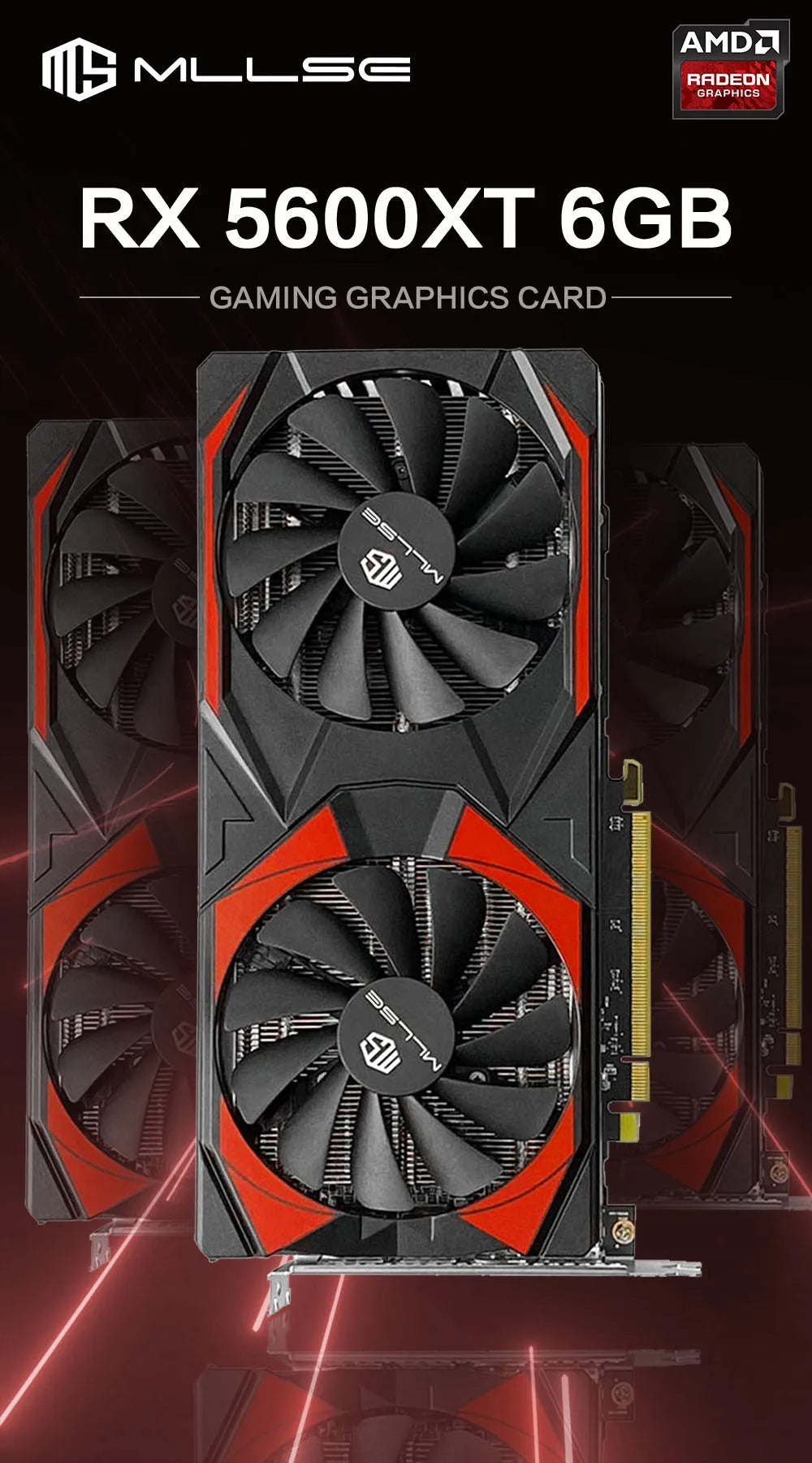 Scheda Grafica da Gaming MLLSE RX 5600 XT 6GB, 192bit GDDR6, 8pin PCI-E 4.0, GPU AMD Radeon per Giochi, Scheda Video Desktop RX 5600XT 6GB