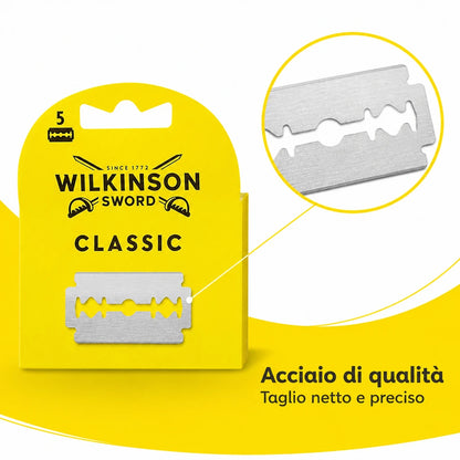 Confezione da 10 pacchi Wilkinson Classic Ricambi 5 pz, 50 lamette totali per rasoi di sicurezza compatibili