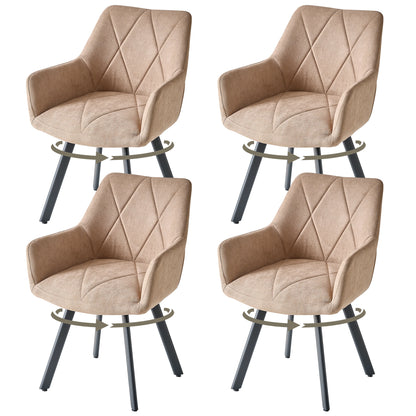 EGOONM 2/4PCS Sedie da pranzo moderne girevoli con braccioli, sedie imbottite in tessuto, 360 °   Sedie Girevoli con Gambe in Metallo
