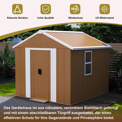 Casetta da giardino 1,8x1 m, capanno per attrezzi da esterno in metallo resistente alle intemperie con finestra, porta con serratura e sistema di ventilazione, senza pavimento, robusta casetta da giardino in acciaio per corti