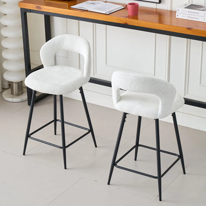 EGOONM Set da 2/4 sgabelli da bar girevoli in lino con schienale aperto e poggiapiedi, sedie da bar moderne imbottite per isola cucina, gambe in metallo nero