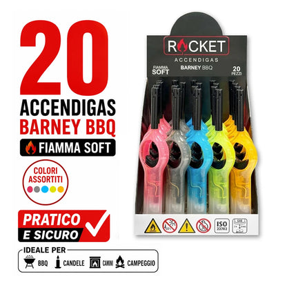 Confezione da 20 accendigas Rocket Barney, accenditori multiuso dal design semplice e moderno per cucina, fornelli, candele, barbecue e uso quotidiano