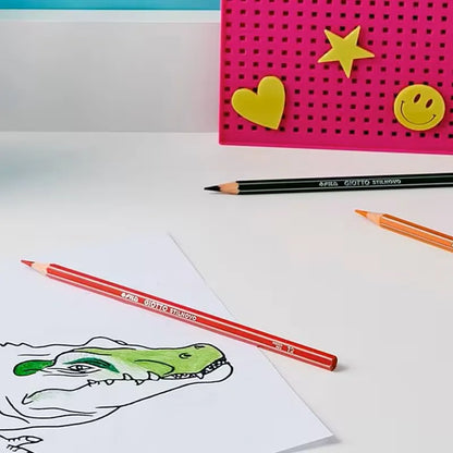 Pastelli Giotto Stilnovo 24 Colori Mina 33 mm Forma Esagonale Spazio Nome Vernice Base Acqua 18 cm Scuola