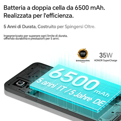 HONOR 400 Smart 4G Smartphone Dual SIM NFC Android 15, 6500mAh Dual Cell Batteria, 108MP+2MP con Pulsante AI Telefono, 6.77 Pollici 120 Hz Comfort Display, 5 stelle SGS&IP65