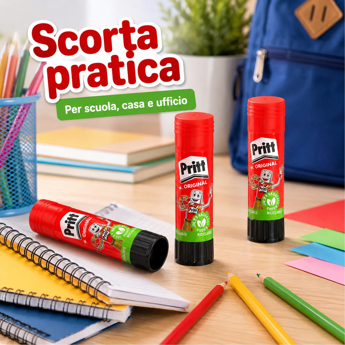 Confezione da 12 Pritt Penna Adesiva, colla in formato penna per lavori artistici, attività creative, scuola, ufficio e cancelleria