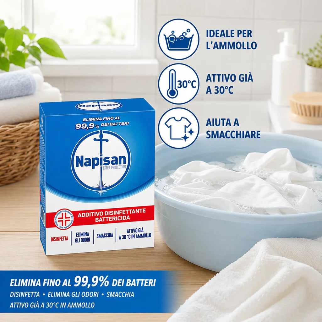 Confezione da 3, 4 o 5 Napisan Additivo Polvere 500 g, additivo per bucato in lavatrice e a mano, formato scorta per casa e lavanderia