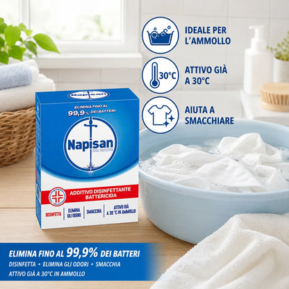 Confezione da 3, 4 o 5 Napisan Additivo Polvere 500 g, additivo per bucato in lavatrice e a mano, formato scorta per casa e lavanderia
