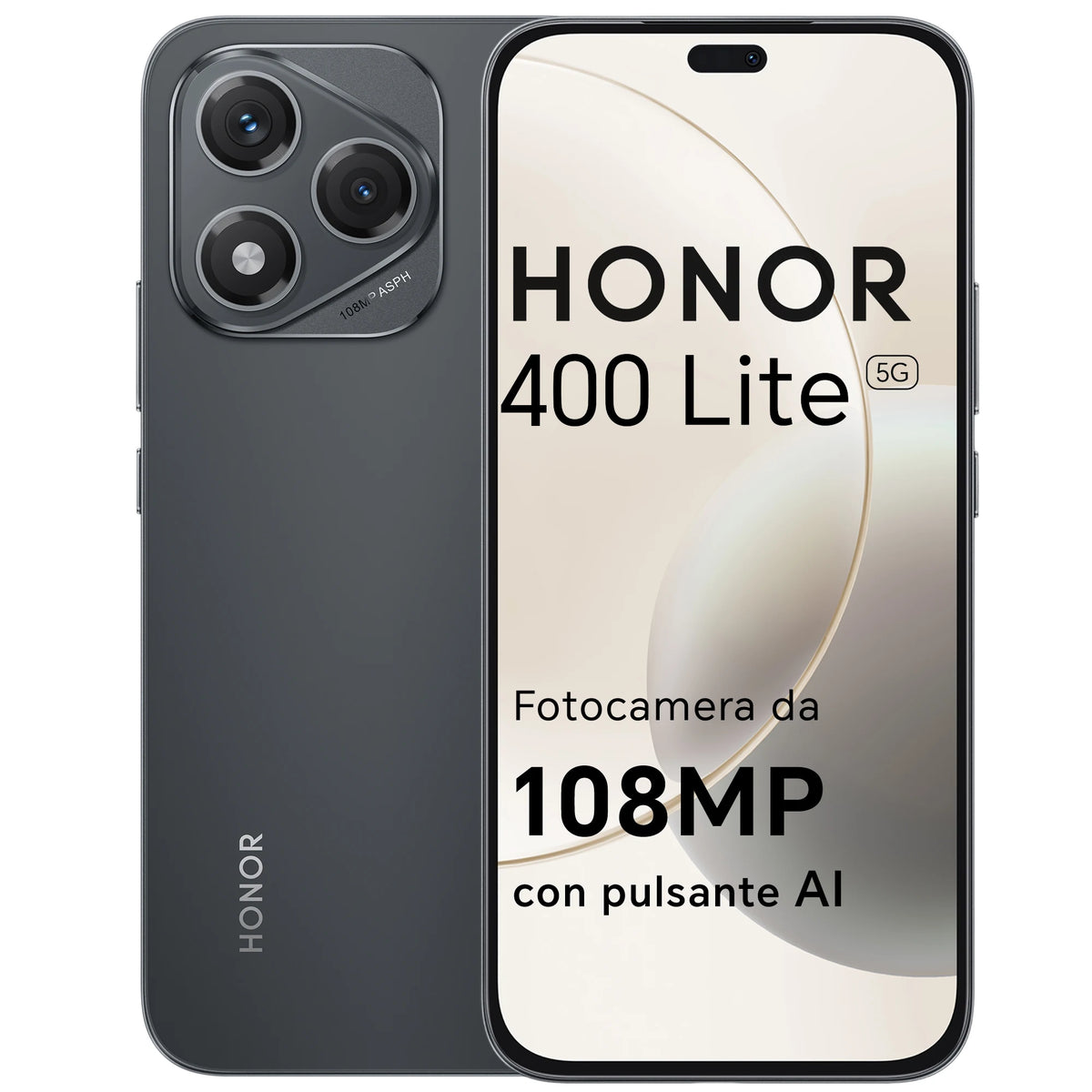 HONOR 400 Lite Smartphone 5G Dual SIM NFC, 108MP con pulsante AI telefono Android 15 , 6.7 pollici AMOLED Eye-Care Display , 5230 mAh,IP64&SGS, Velvet Black [Versione italiana]