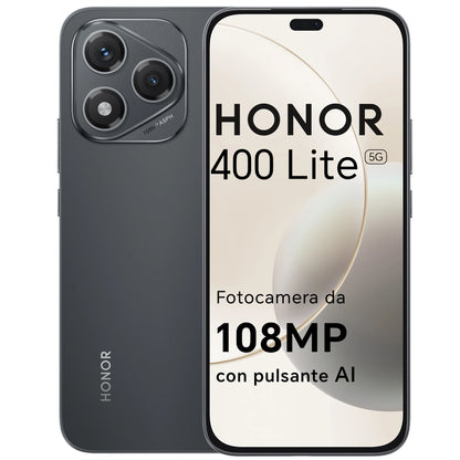 HONOR 400 Lite Smartphone 5G Dual SIM NFC, 108MP con pulsante AI telefono Android 15 , 6.7 pollici AMOLED Eye-Care Display , 5230 mAh,IP64&SGS, Velvet Black [Versione italiana]