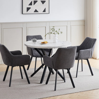EGOONM 2/4PCS Sedie da pranzo moderne girevoli con braccioli, sedie imbottite in tessuto, 360 °   Sedie Girevoli con Gambe in Metallo