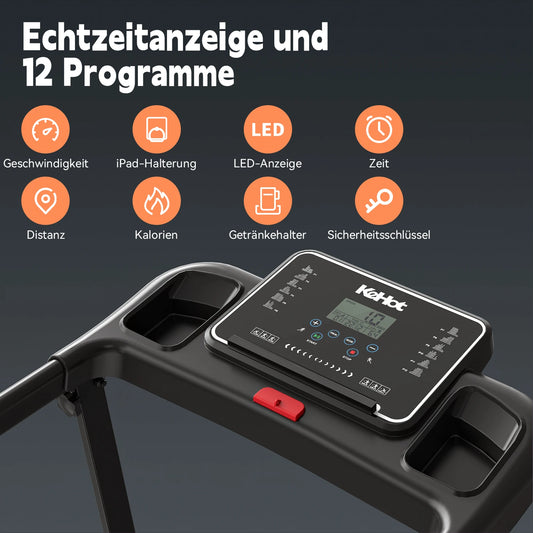 Tapis Roulant Kehot per Casa 1-12Km/H 8% Inclinazione App Bluetooth 12 Programmi di Allenamento Tapis Roulant Pieghevole per Palestra Domestica