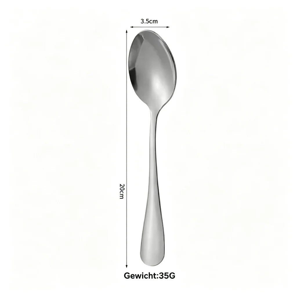 Set di posate in acciaio inossidabile color argento, composto da 24 pezzi: coltelli, forchette, cucchiai e cucchiaini, ideale per la tavola di casa e come regalo – set per 6 persone.
