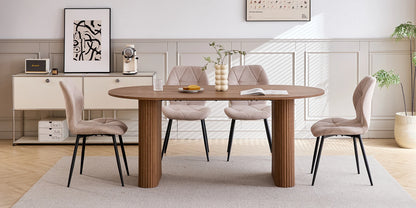 EGOONM Tavolo da Pranzo Moderno Ovale con Base Scanalata, Tavolo da Cucina per 6-8 Persone, Tavolo in Legno per Sala da Pranzo