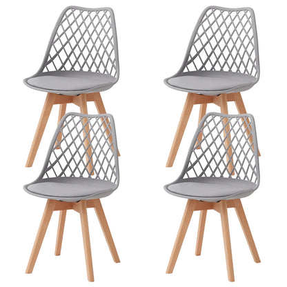 Set di 4/6 sedie da pranzo moderne con schienale in rete con gambe in legno massello e cuscini imbottiti, per sala da pranzo/camera da letto, sedia da caffè