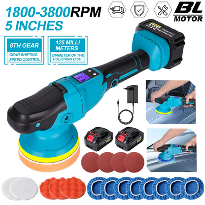 Lucidatrice per auto senza fili con display digitale a 6 velocità, lucidatrice elettrica per auto, macchina per lucidatura e ceratura, compatibile con batteria Makita 18V.